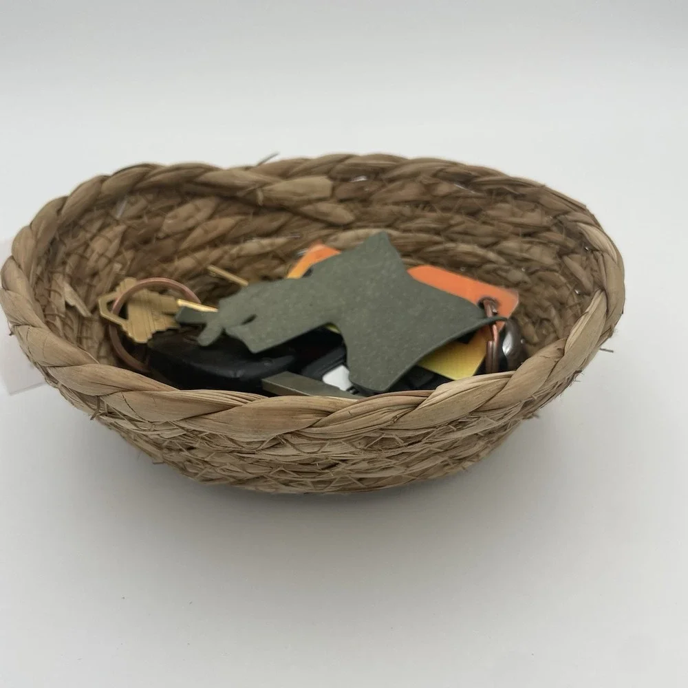 Small Catch All Trinket Baskets -Set Of‎ 2 Brown Woven Baskets- 6